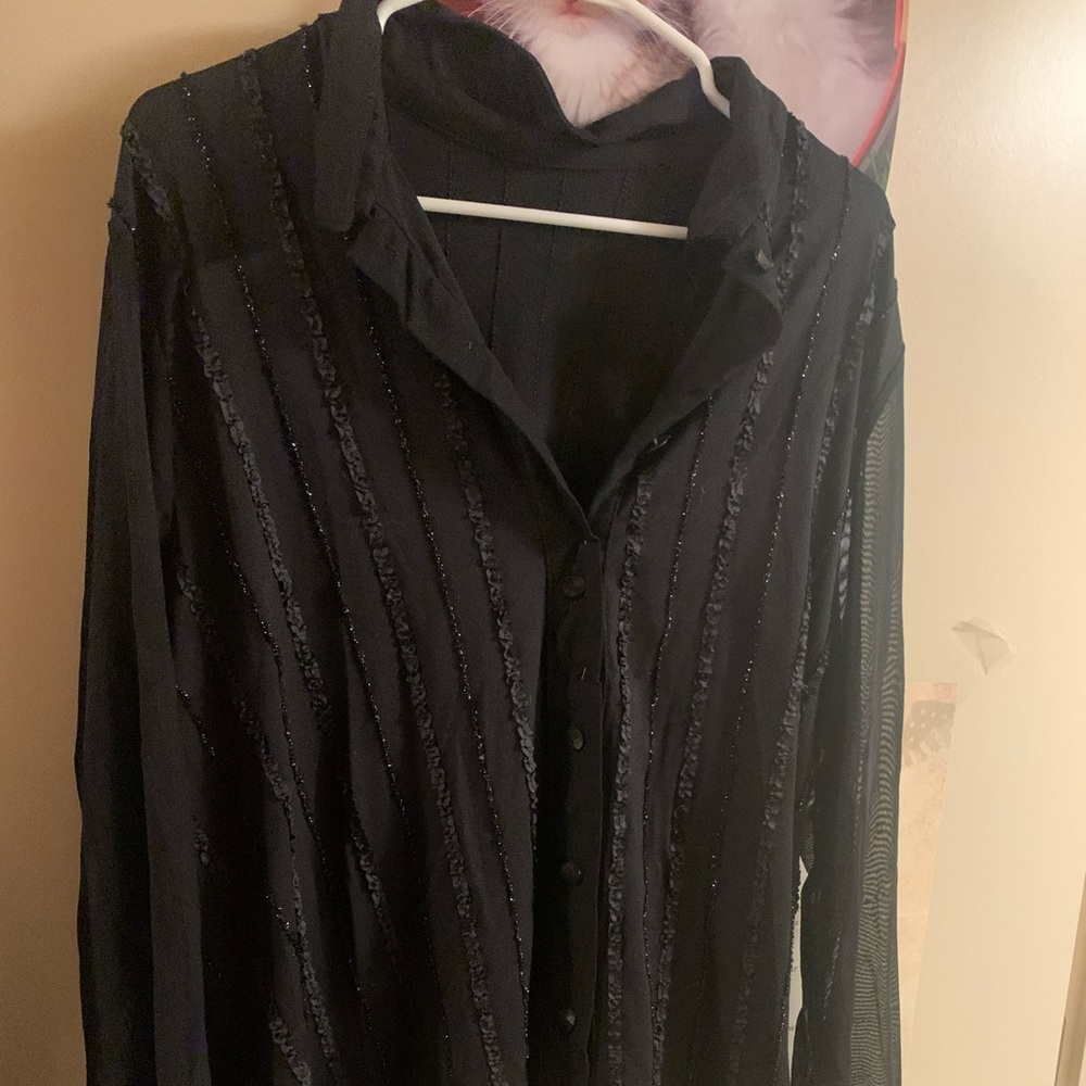 Fancy black ruffle/glitter top